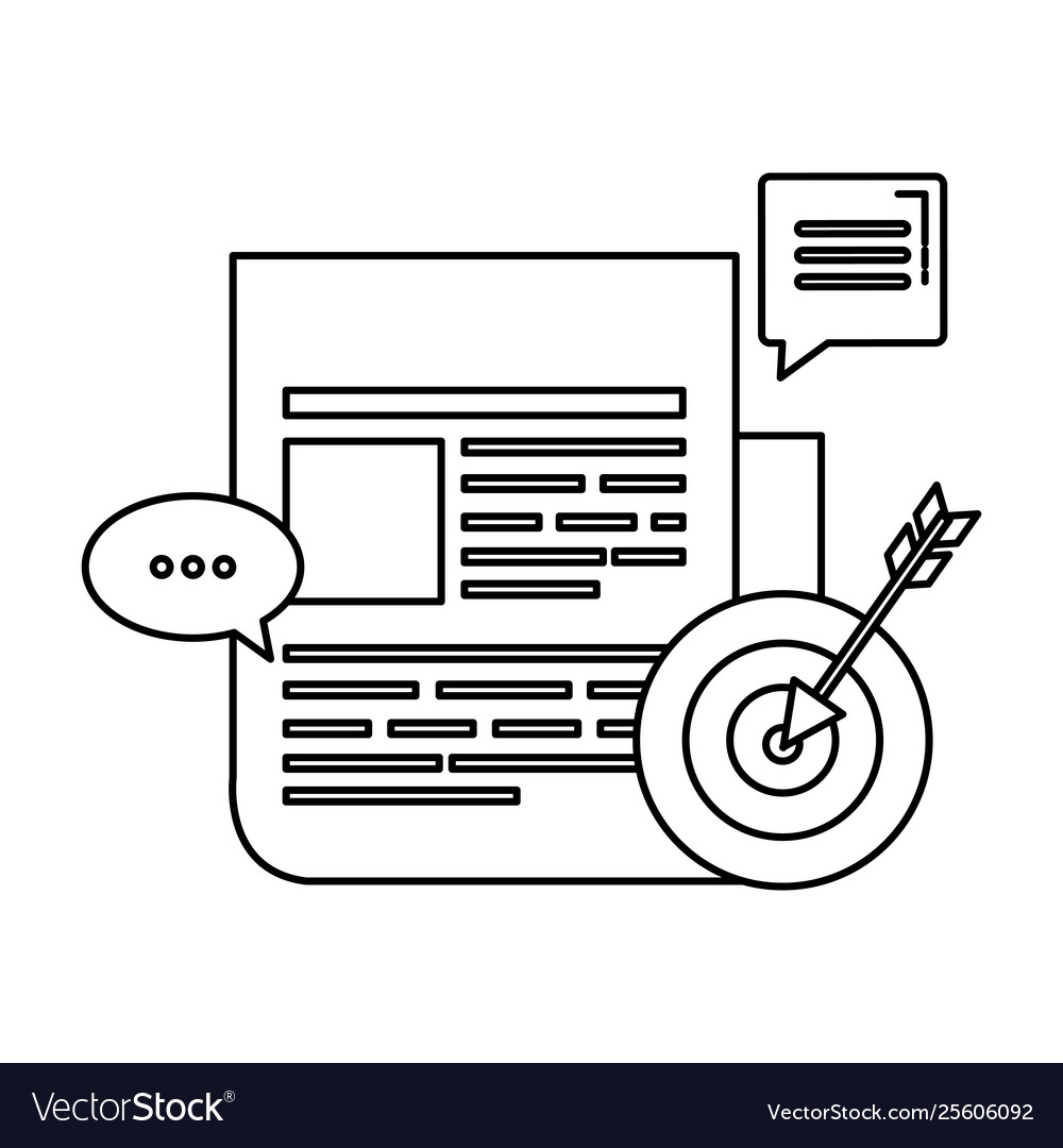 Paper document with speech bubbles and target vector image Paper document with speech bubbles and target