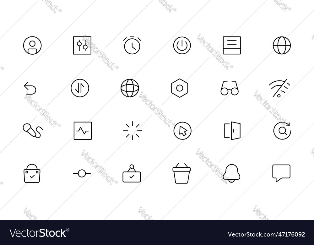Pixel perfect basic user interface essential set Vector Image Pixel perfect basic user interface essential set