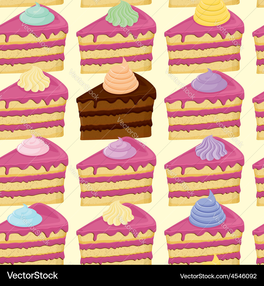 Seamless pattern with pieces of cakes Royalty Free Vector