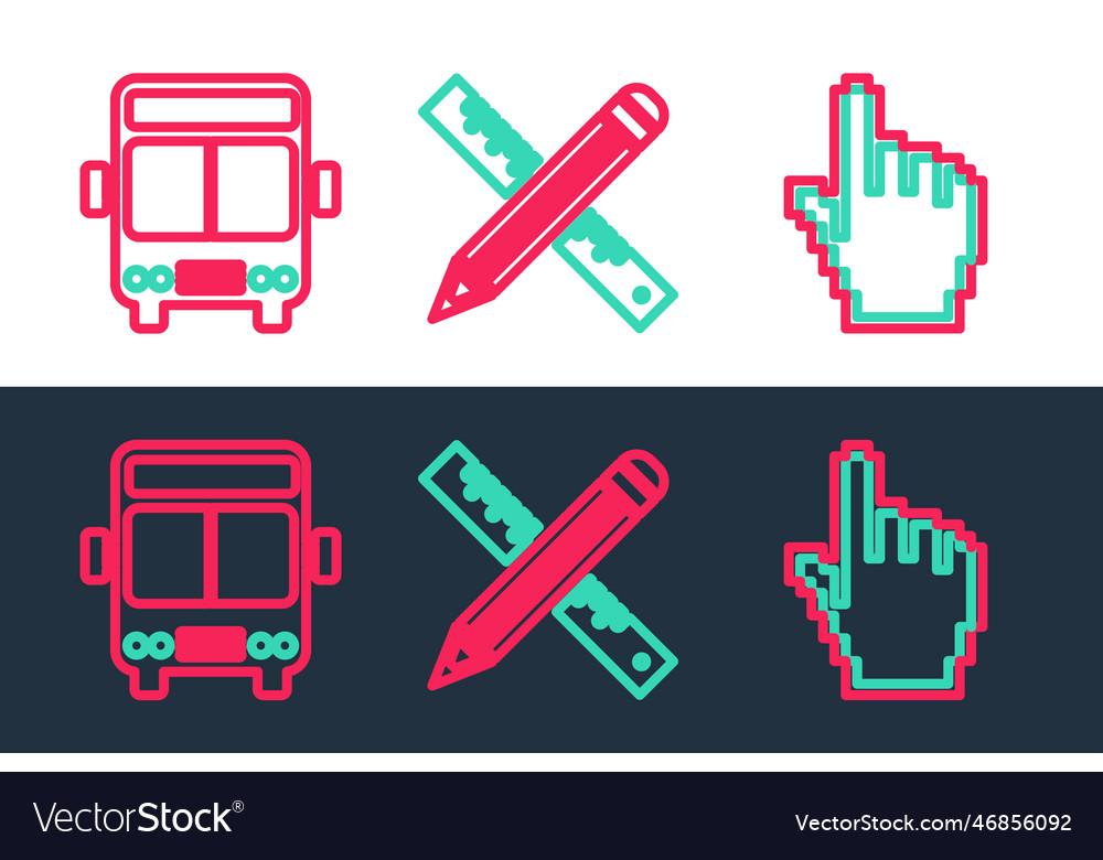 Set line pixel hand cursor bus and crossed ruler
