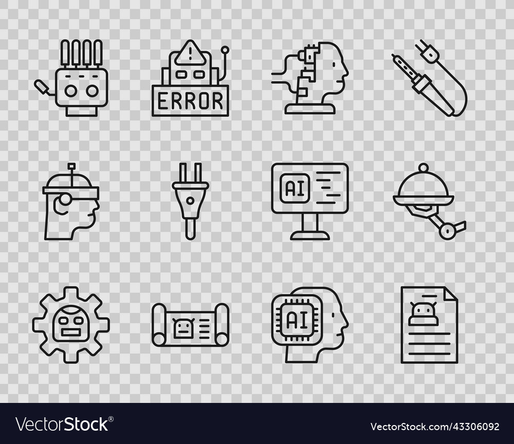 Set line robot technical specification vector image Set line robot technical specification