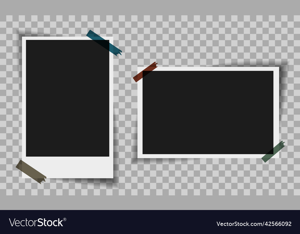 Set of empty photo frames with adhesive tape vector image Set of empty photo frames with adhesive tape