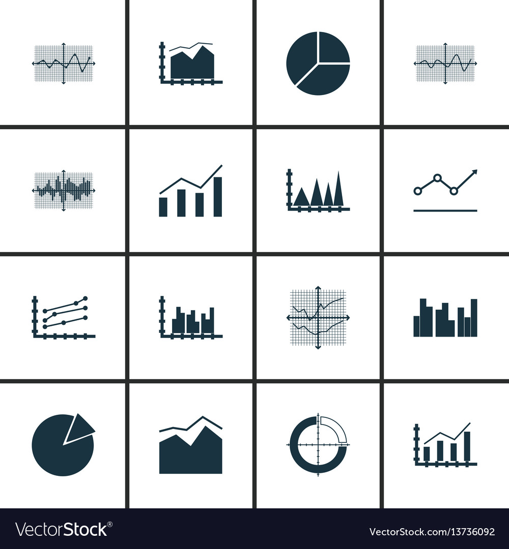 Set of graphs diagrams and statistics icons Vector Image Set of graphs diagrams and statistics icons