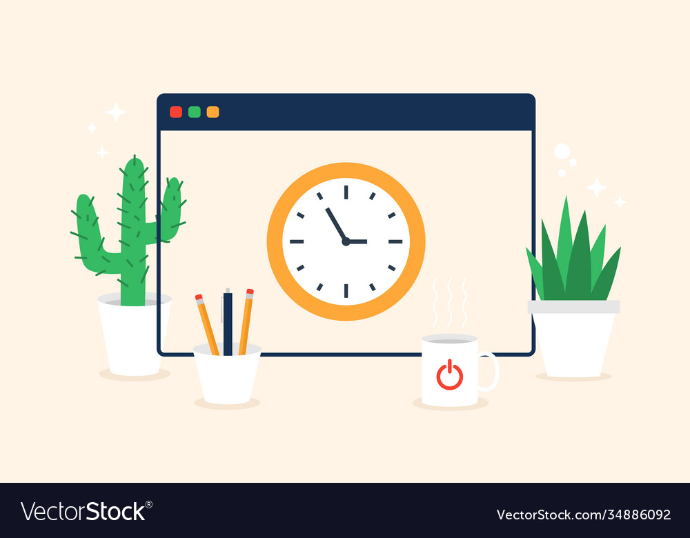 Window screen clock time color web icons