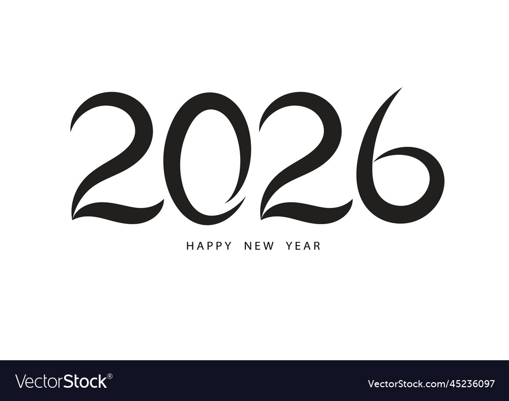 2026 happy new year black color number Royalty Free Vector