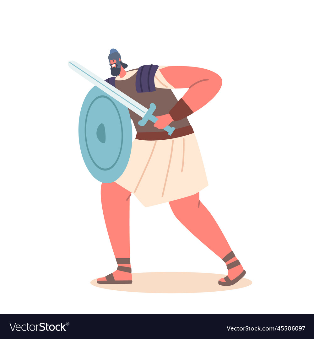 Ancient soldier wear armor with sword and round