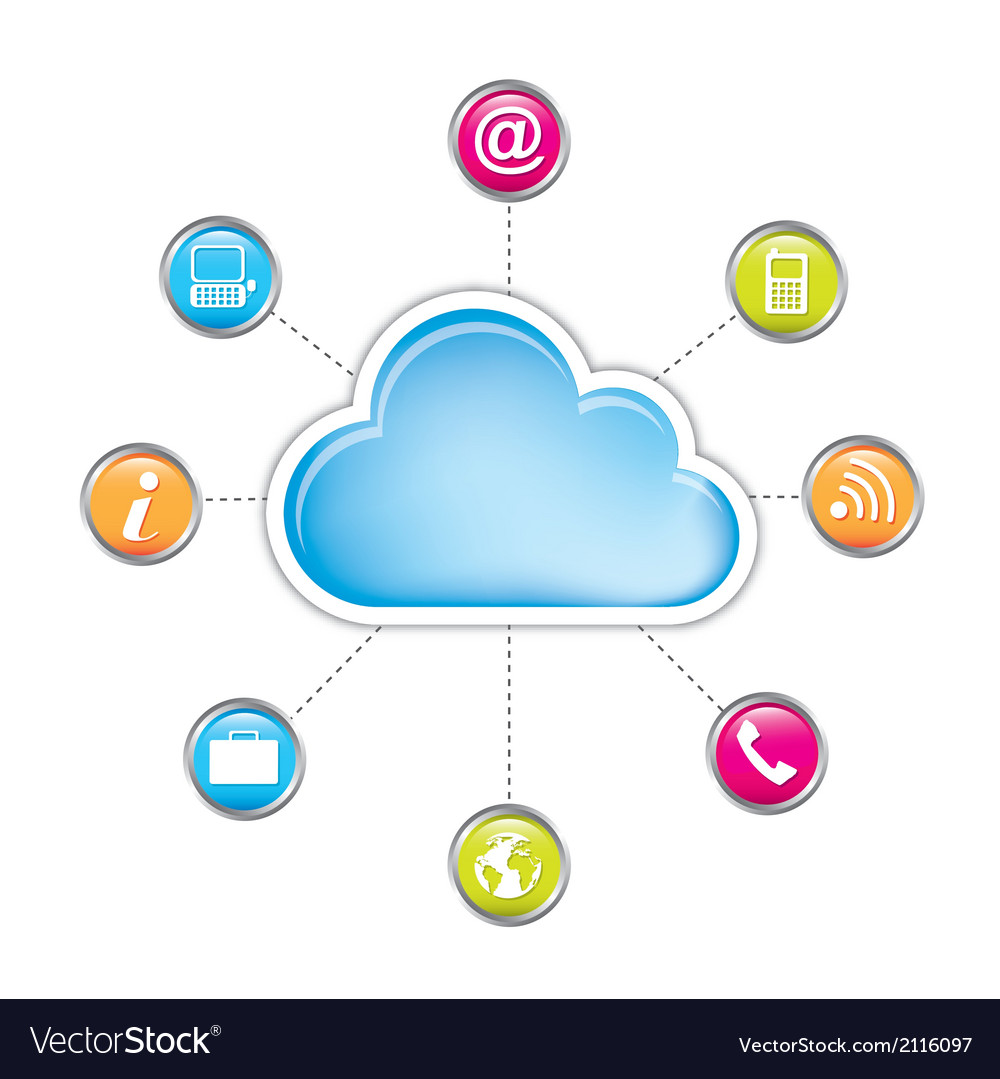 Cloud computing with communication icons isolated