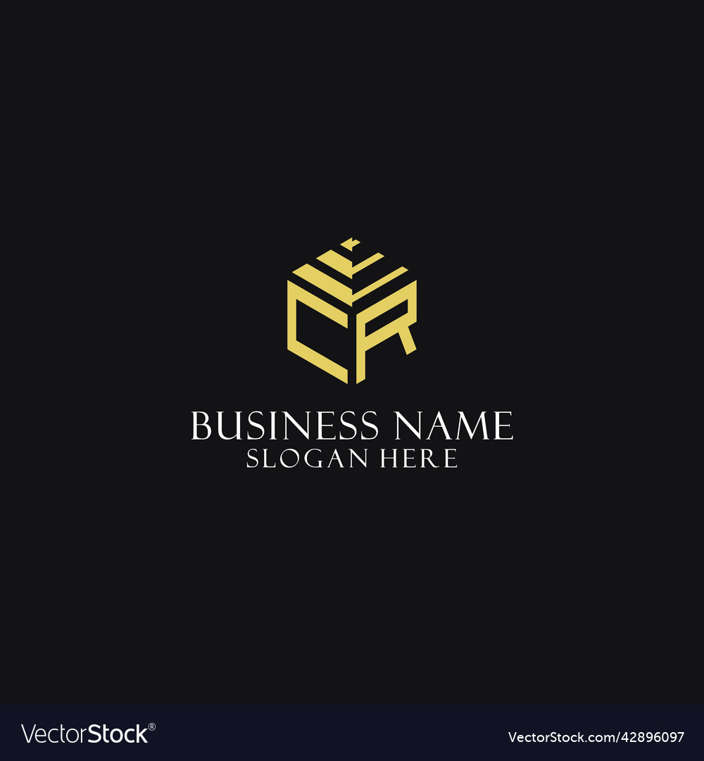 Cr initial monogram with hexagon shape logo Vector Image Cr initial monogram with hexagon shape logo