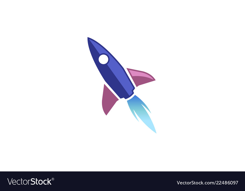 Creative blue rocket launch logo