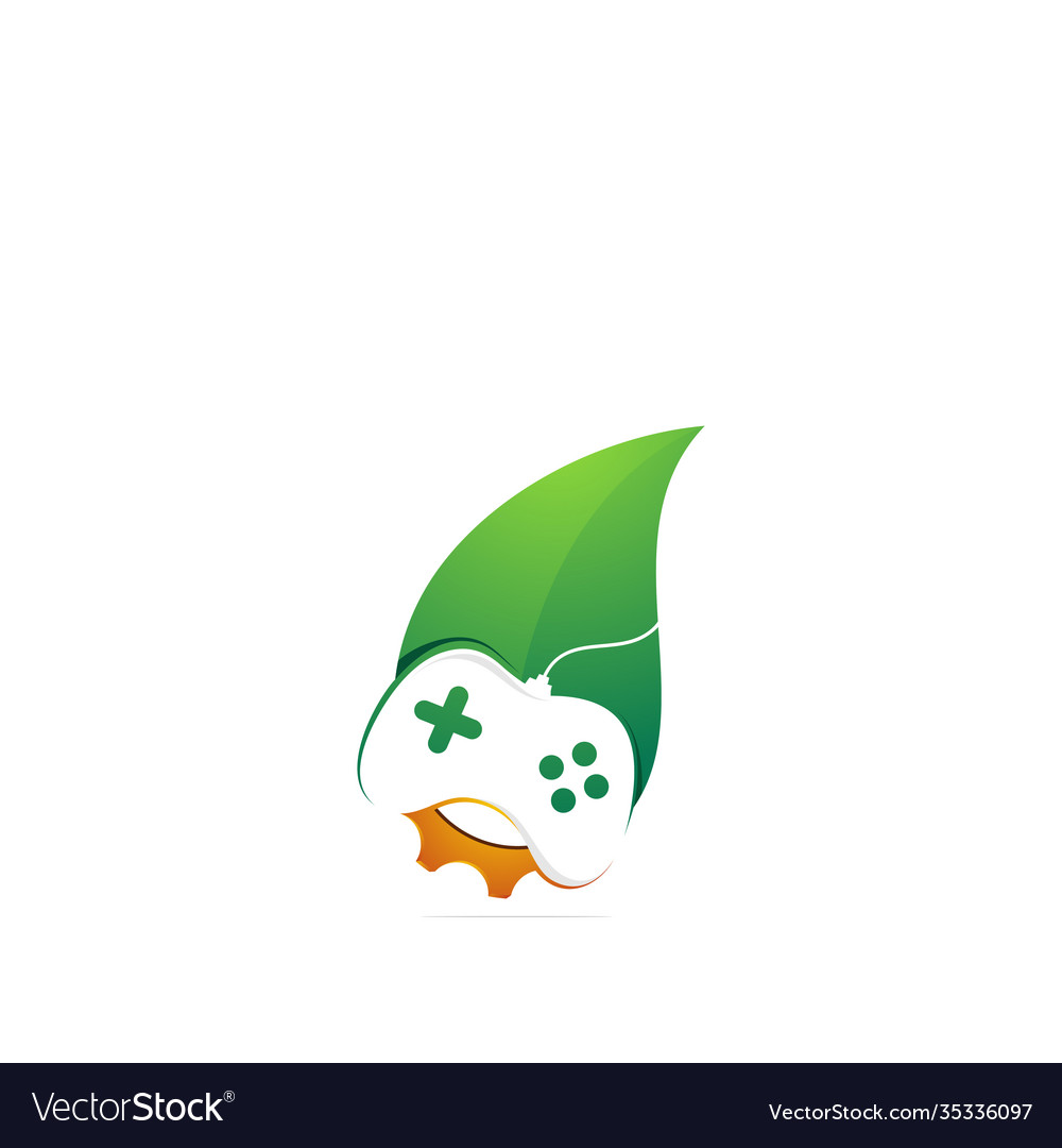 Gaming and leaf logo design template