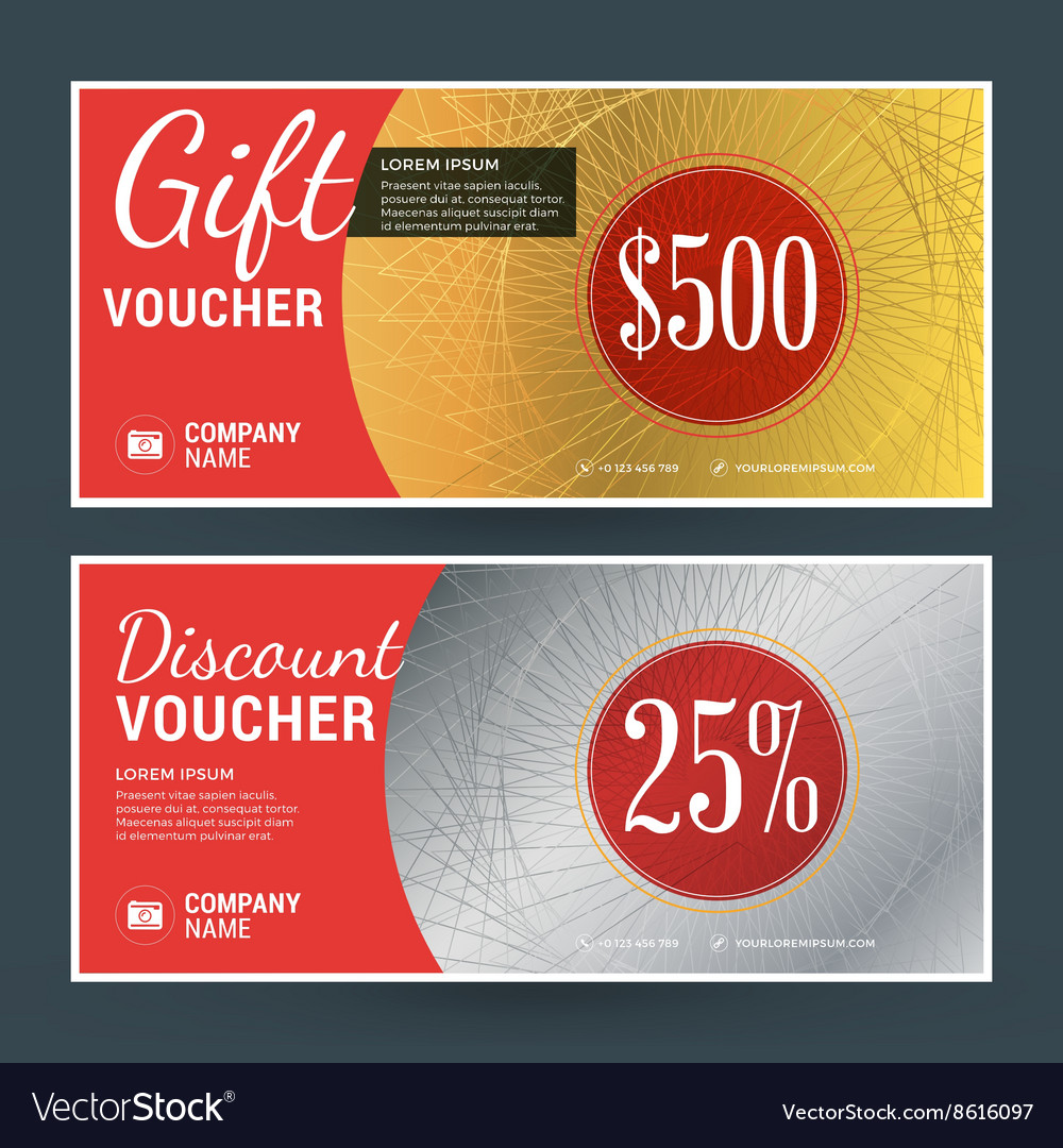 Golden and silver gift voucher design print Vector Image