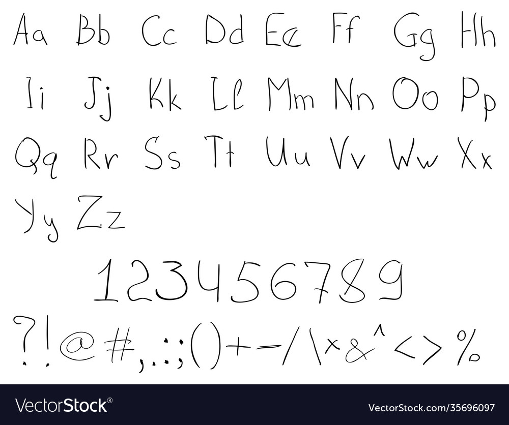 Handdrawn alphabet vector image Handdrawn alphabet