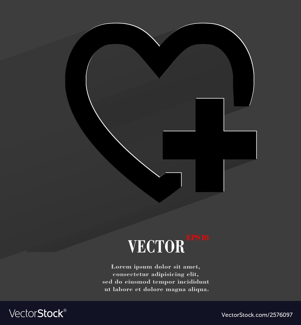 Heart flat modern web button with long shadow