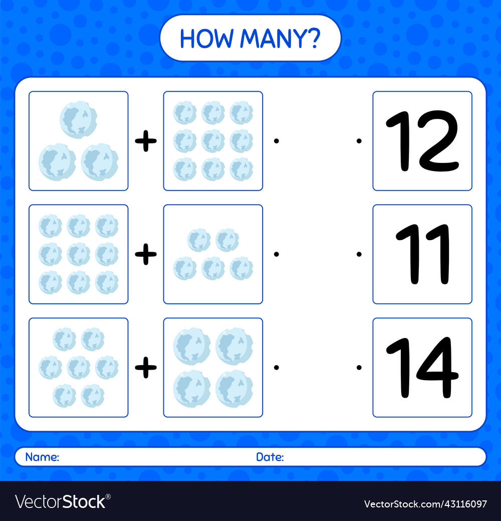 How many counting game with full moon worksheet Vector Image How many counting game with full moon worksheet