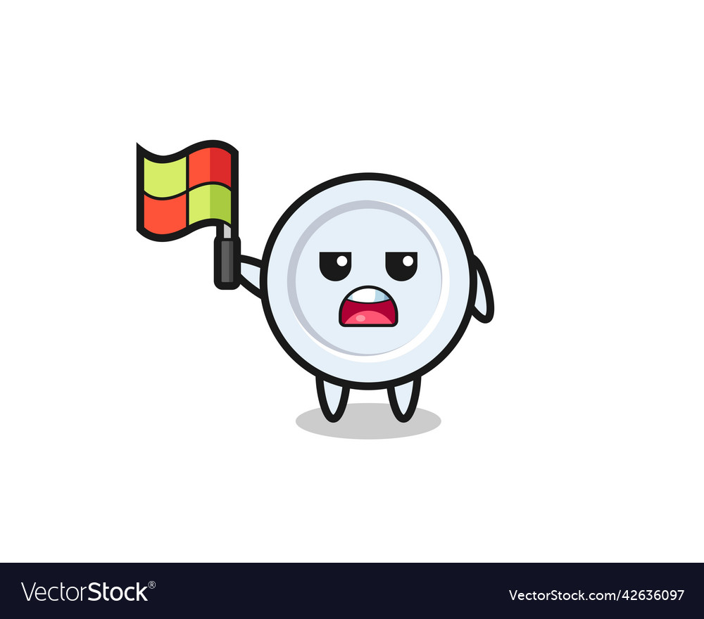 Plate character as line judge putting the flag up
