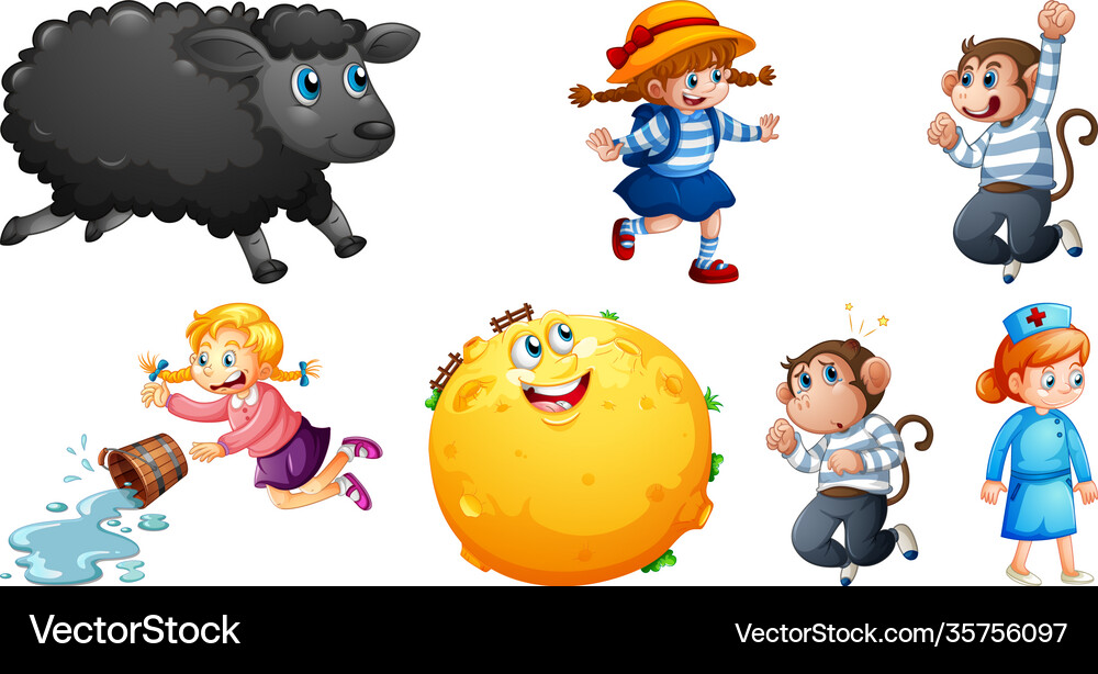 Set different nursery rhyme character isolated Vector Image