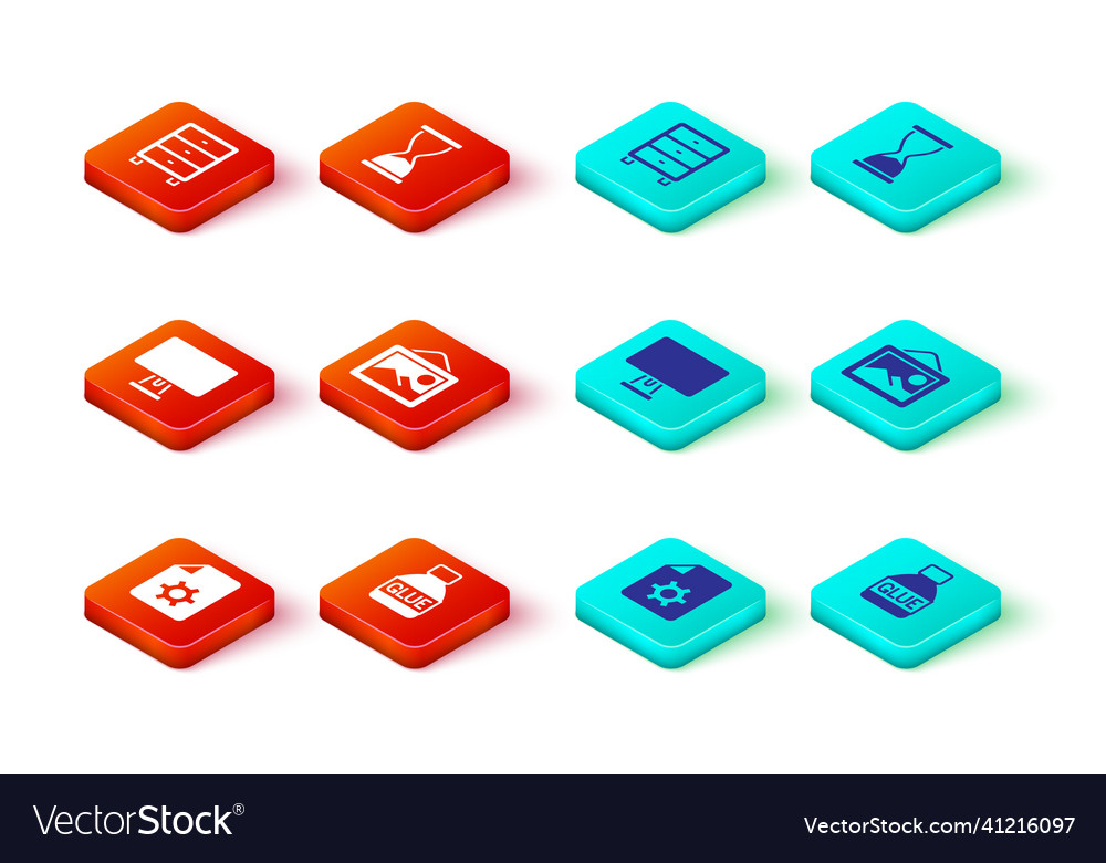 Set document settings glue computer monitor vector image Set document settings glue computer monitor