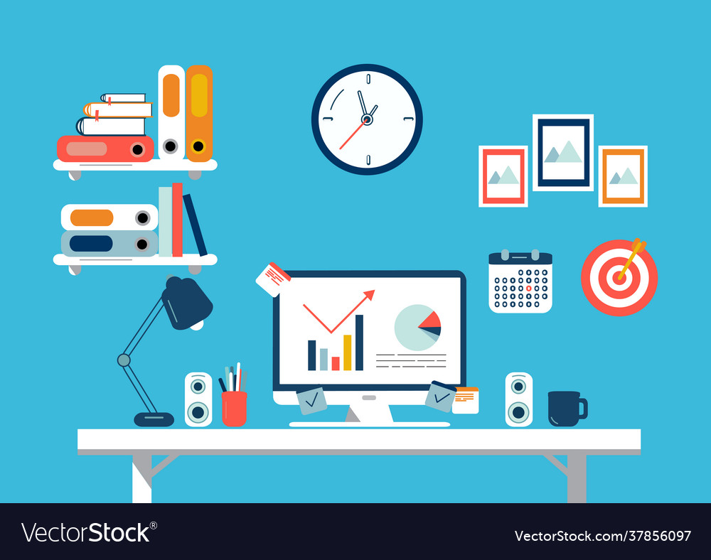Set flat design elements workspace