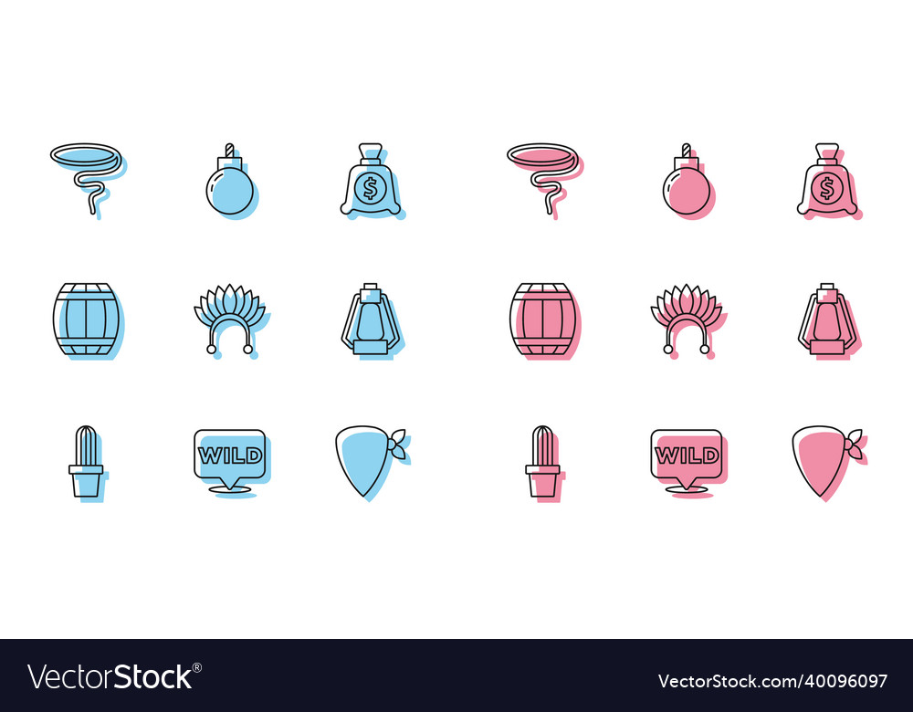 Set line cactus peyote in pot pointer to wild vector image Set line cactus peyote in pot pointer to wild