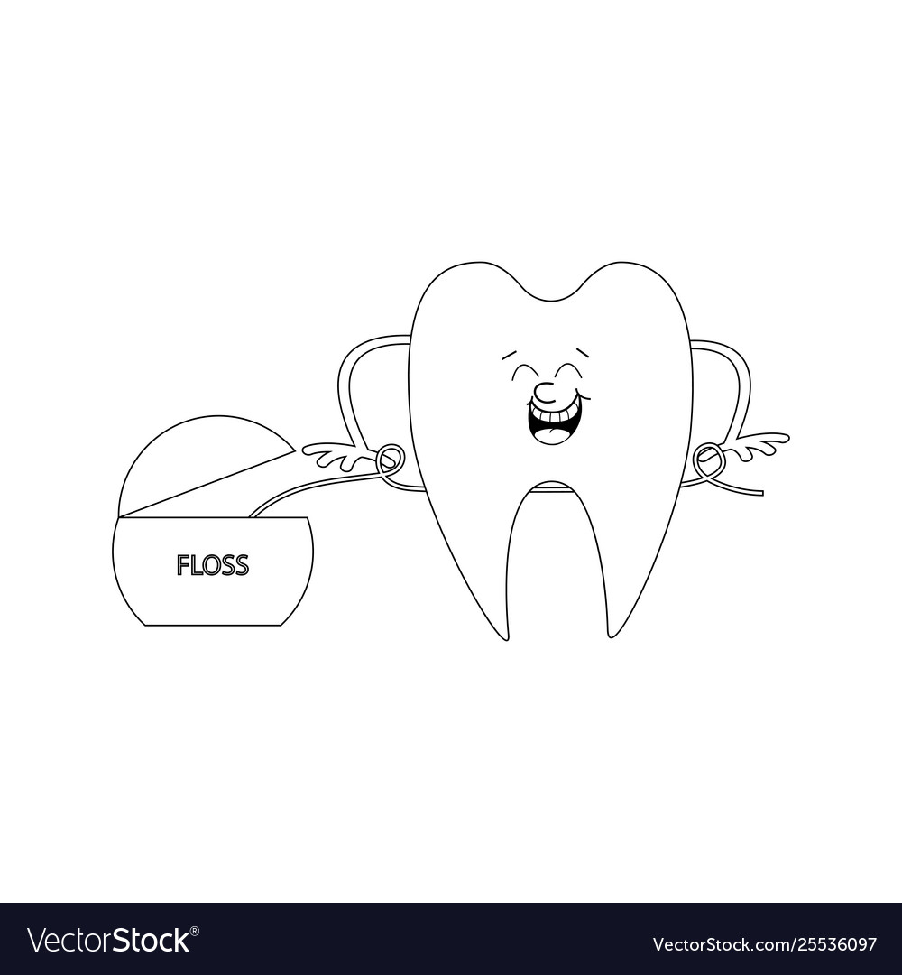 Tooth and dental floss outline