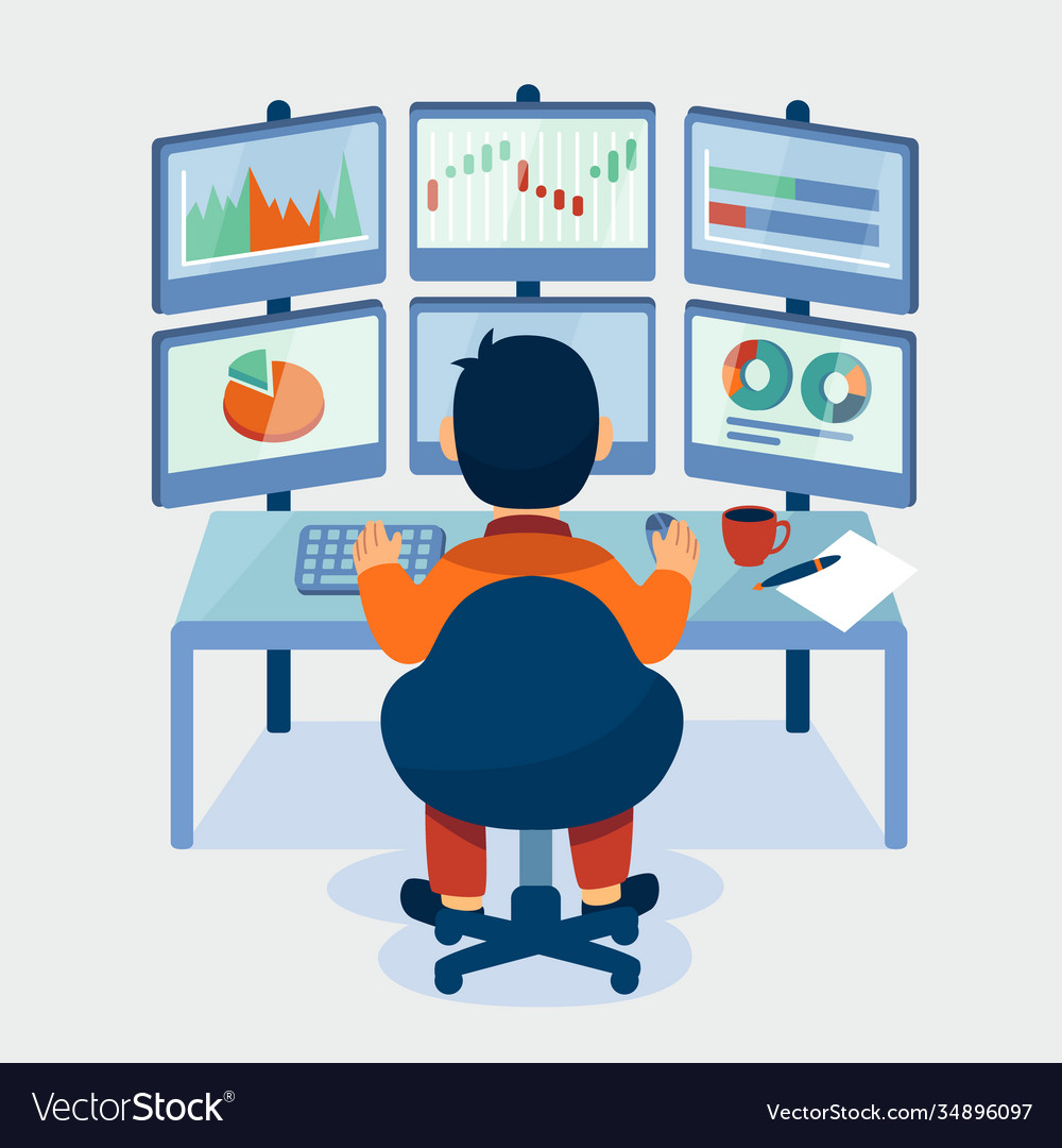 Trader working concept