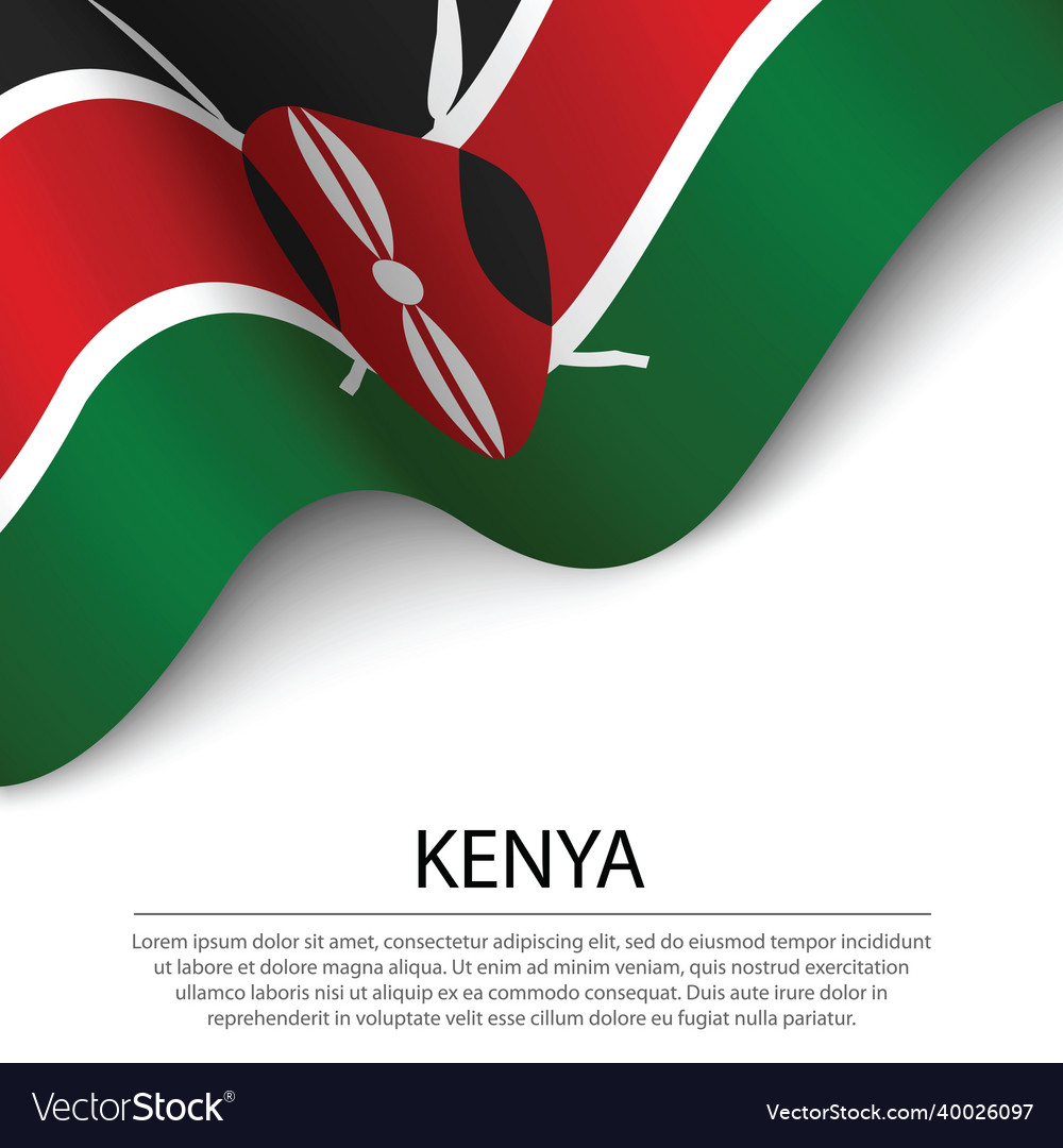 Waving flag of kenya on white background banner Vector Image