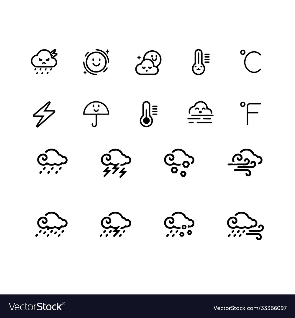 Weather icons set design vector image Weather icons set design