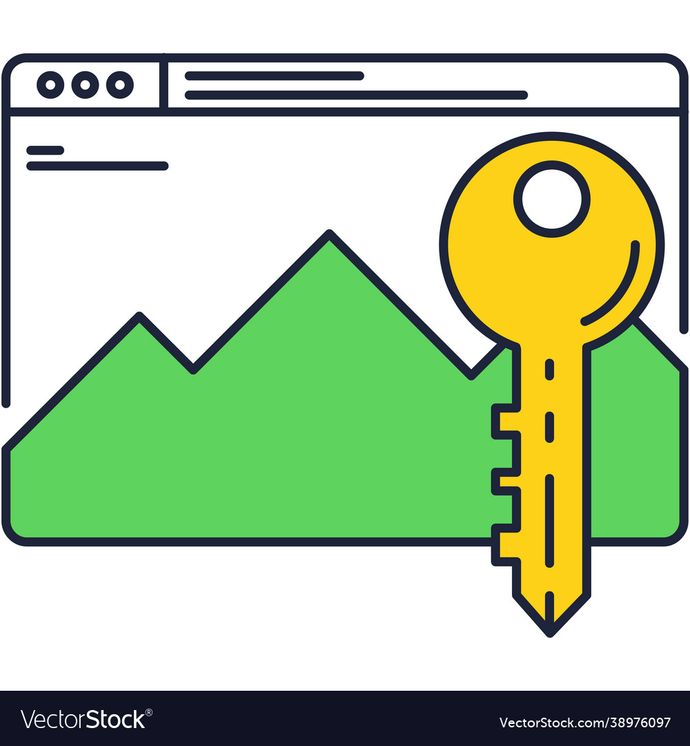 Webpage under key secure icon design