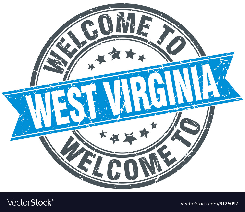 Willkommen in West virginia blau runde Vintage Stempel