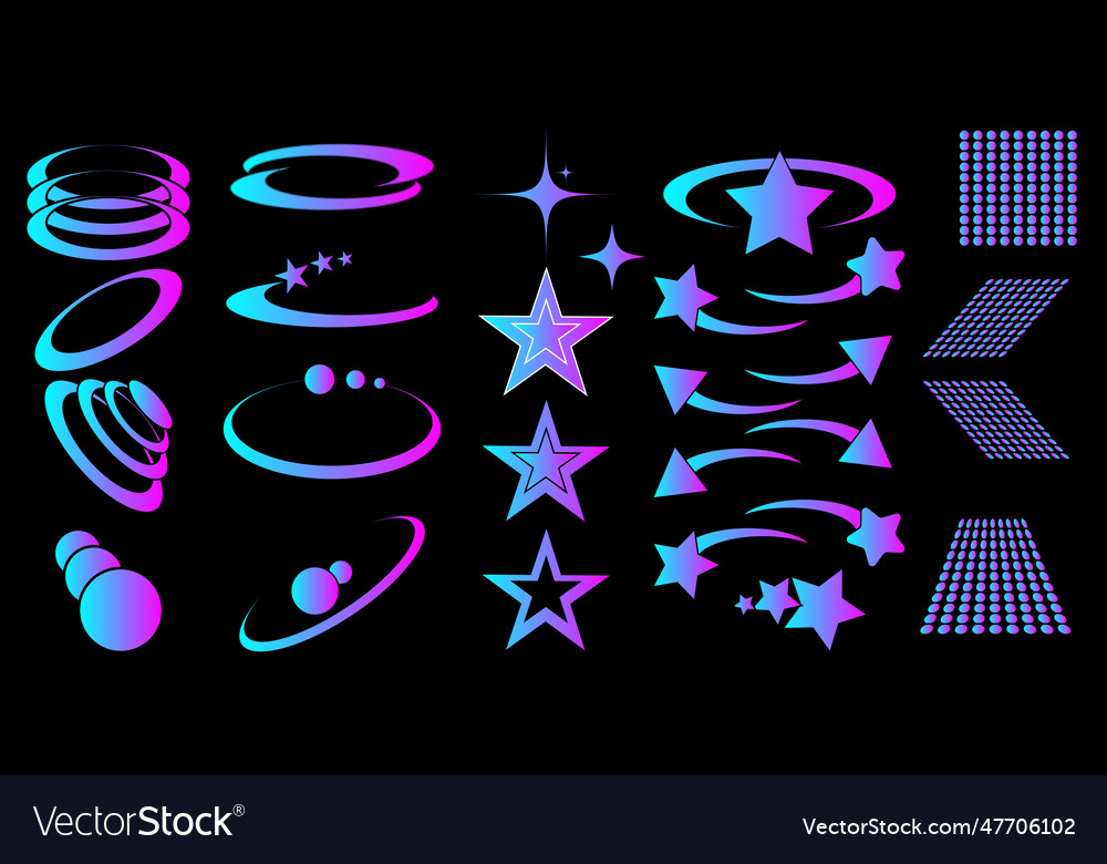 A set of retro y2k elements and abstract forms vector image A set of retro y2k elements and abstract forms