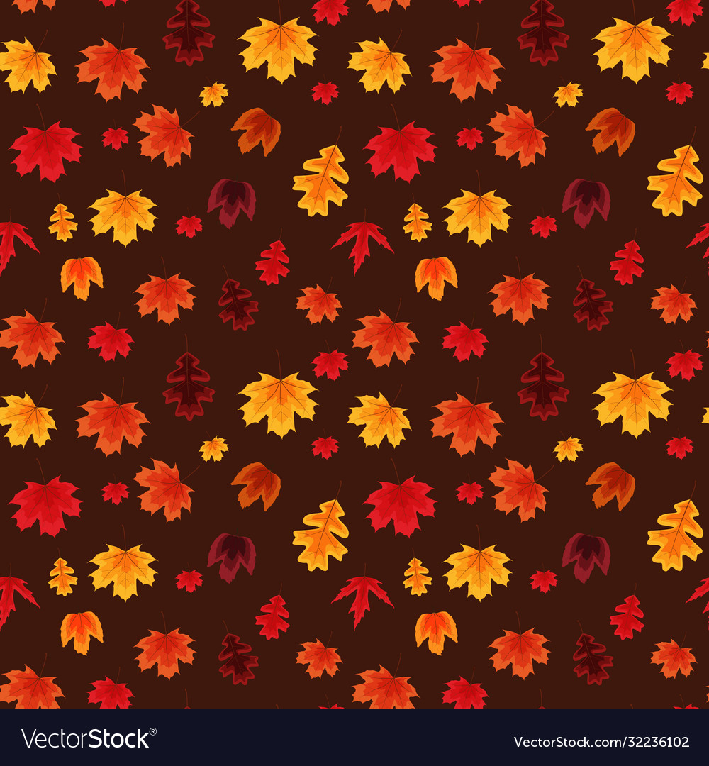 Autumn leaves seamless pattern background