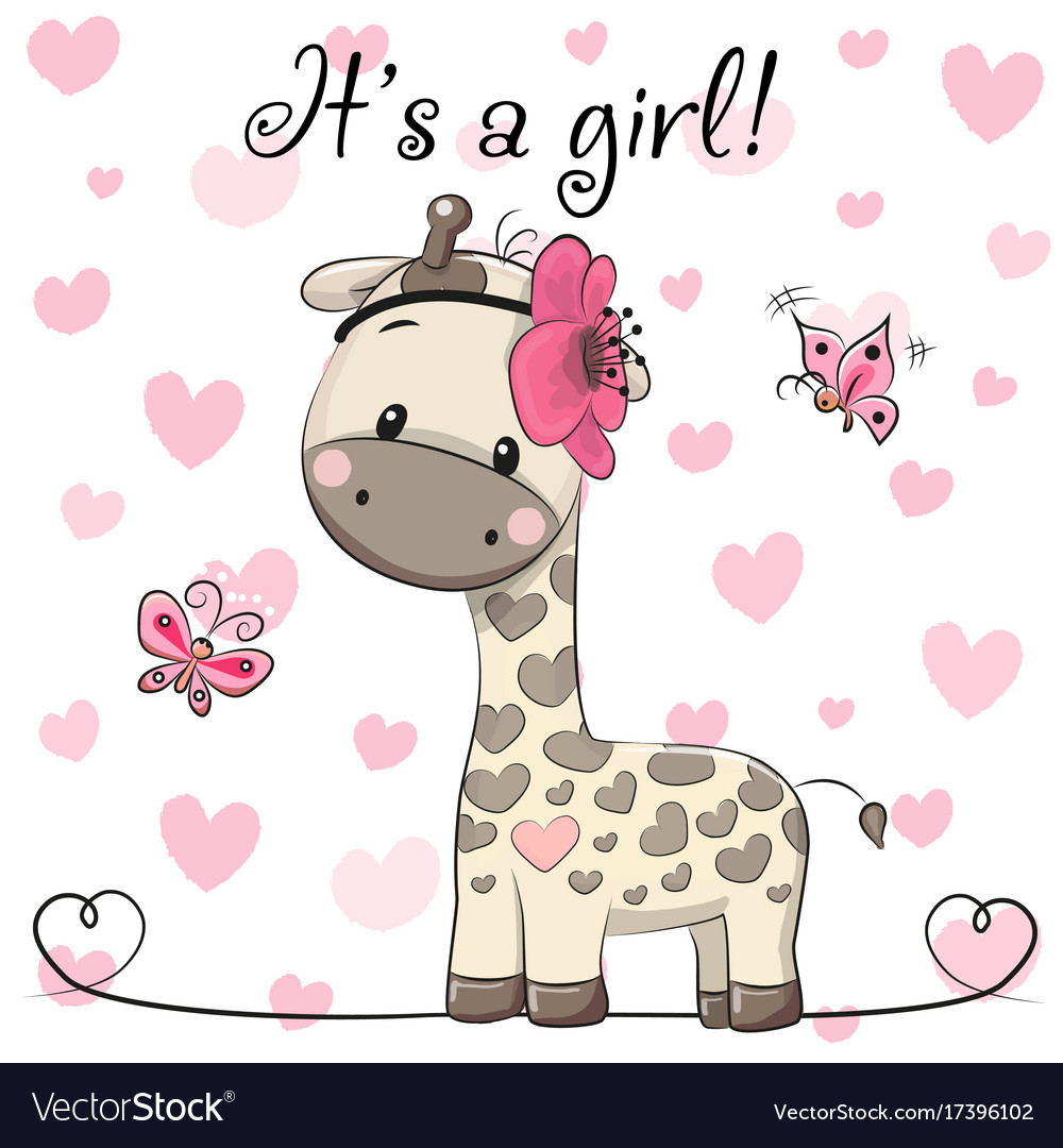 Baby shower greeting card with giraffe girl Vector Image