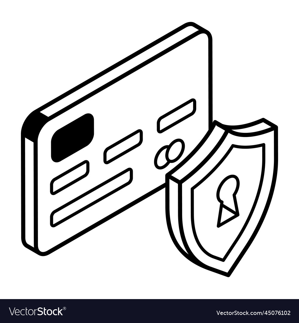 Check linear isometric icon of secure card