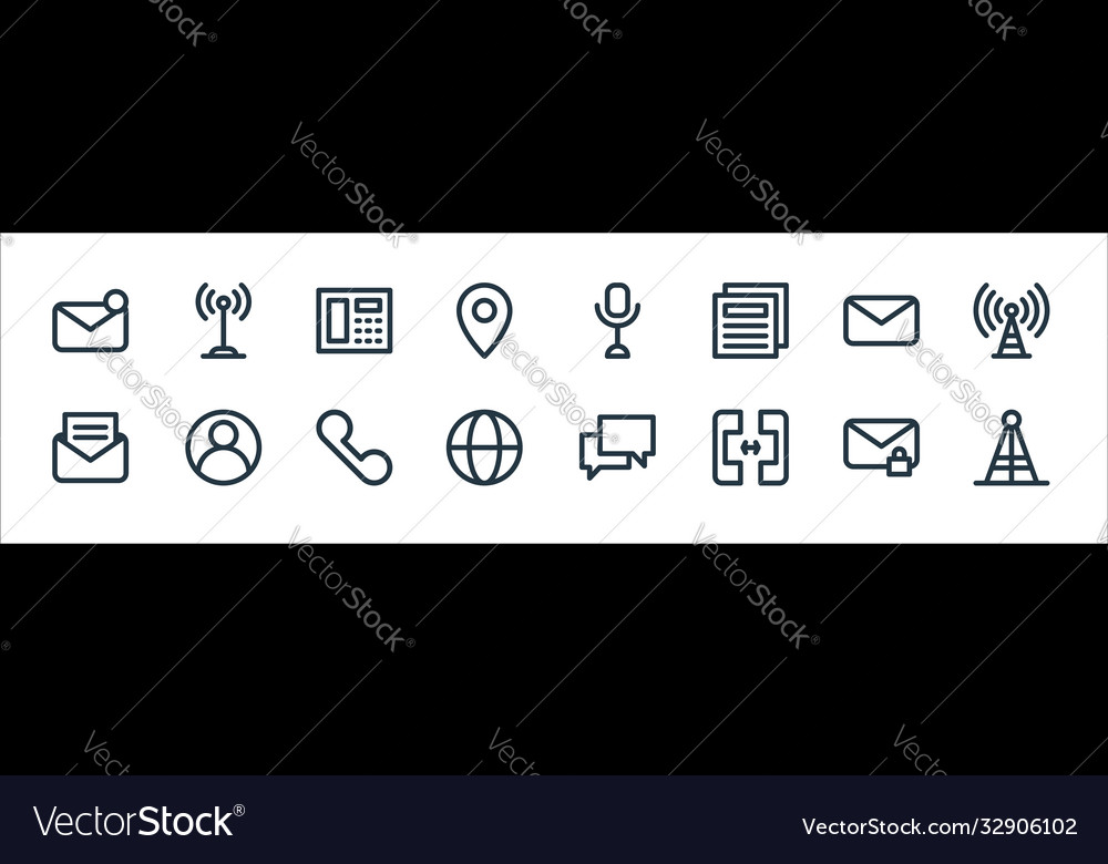 Communications line icons linear set quality vector image Communications line icons linear set quality