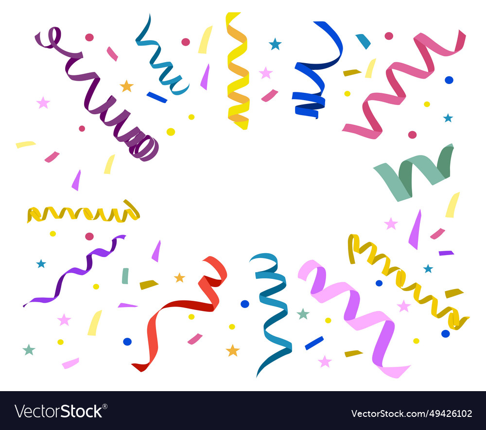 Confetti and serpentine frame banner cover Vector Image