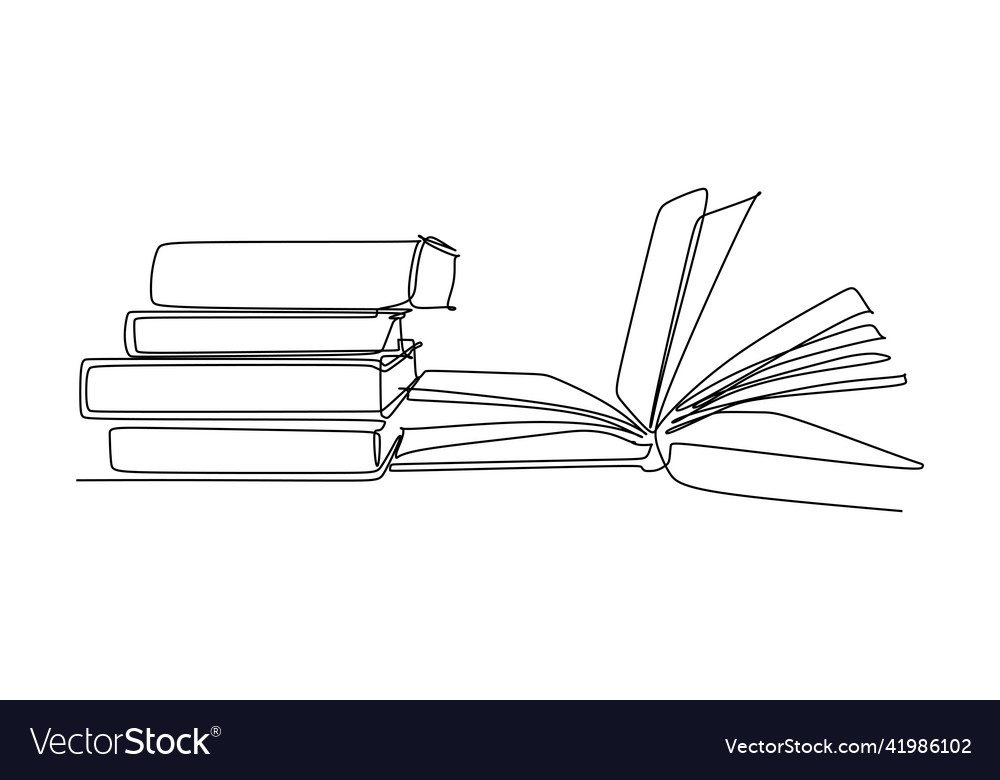 Continuous Line Books Stack