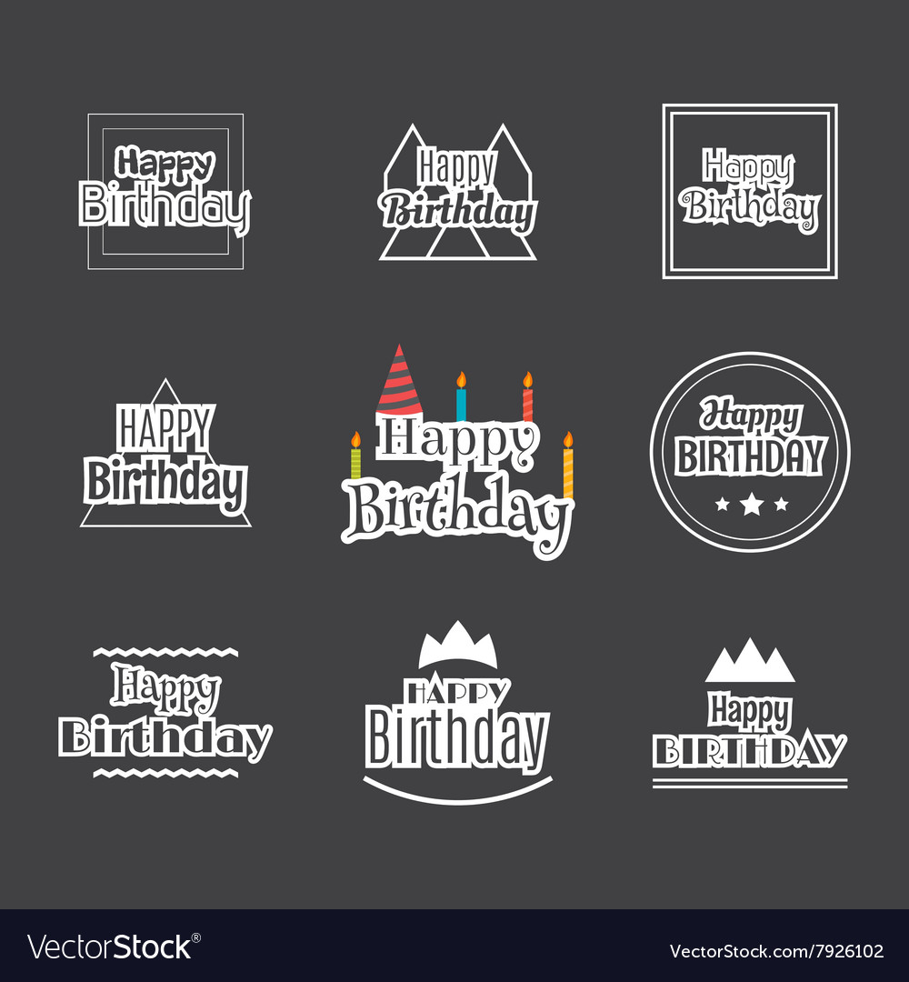 Happy Birthday Set Label Design Kollektion