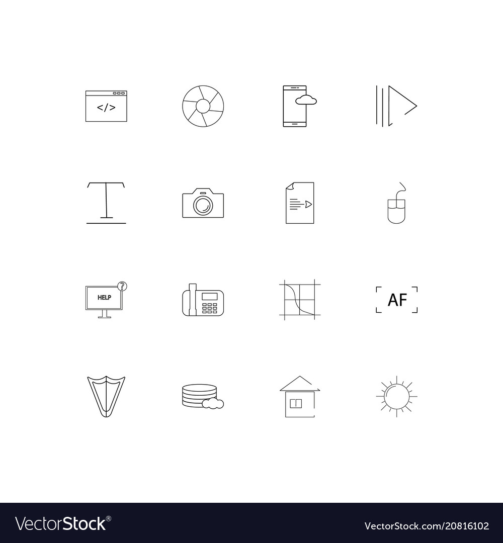 Interface linear thin icons set outlined simple