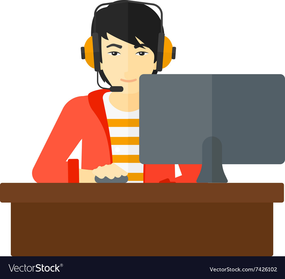 Man playing video game