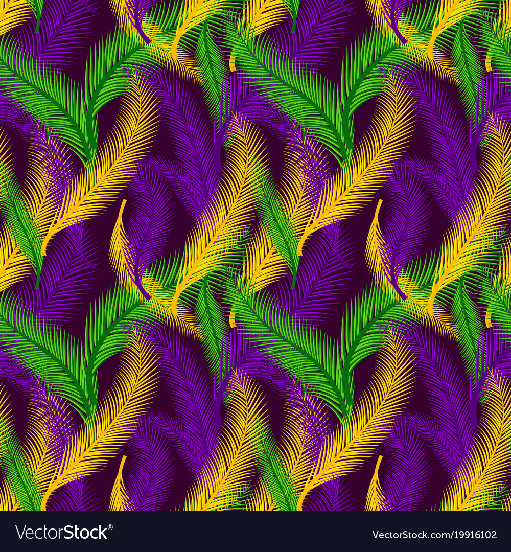 Nature seamless pattern of palms color of mardi Vector Image