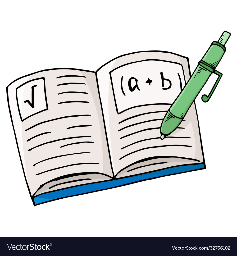 Notebook with formulas a pen hand Vector Image Notebook with formulas a pen hand