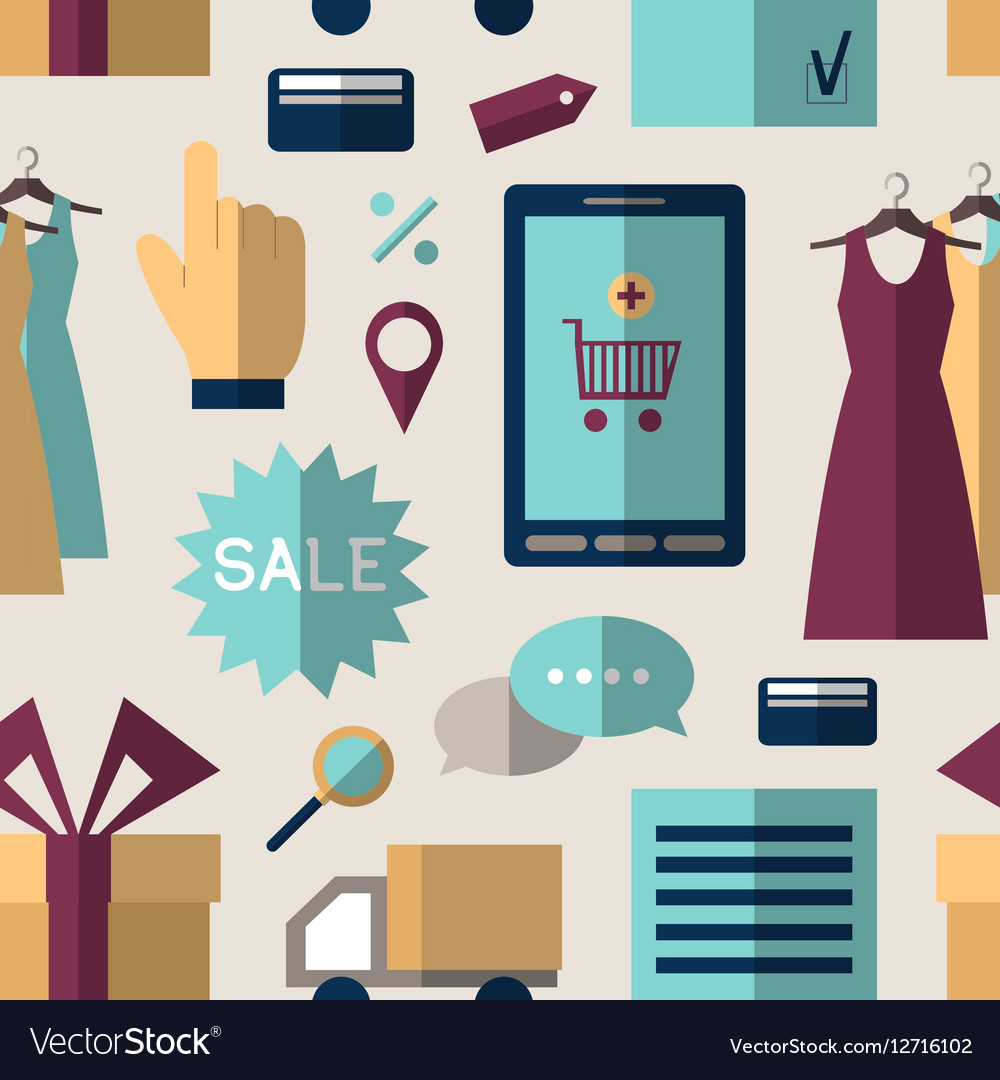 Online shopping set pattern Royalty Free Vector Image