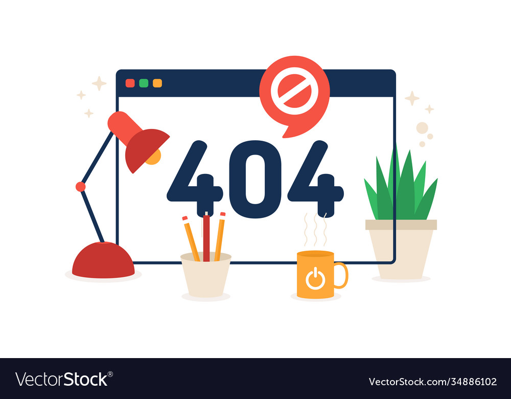 Page not found 404 design error web vector image Page not found 404 design error web