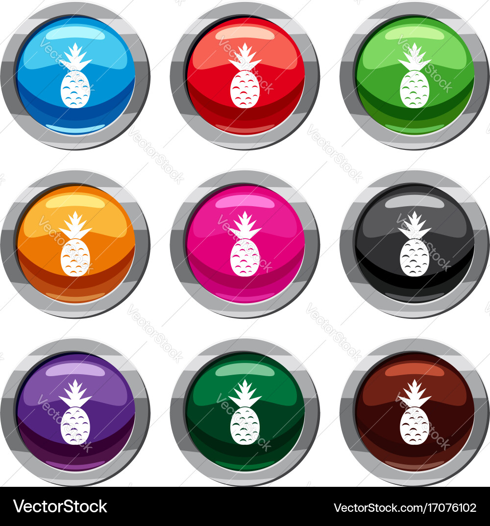 Pineapple set 9 collection Royalty Free Vector Image