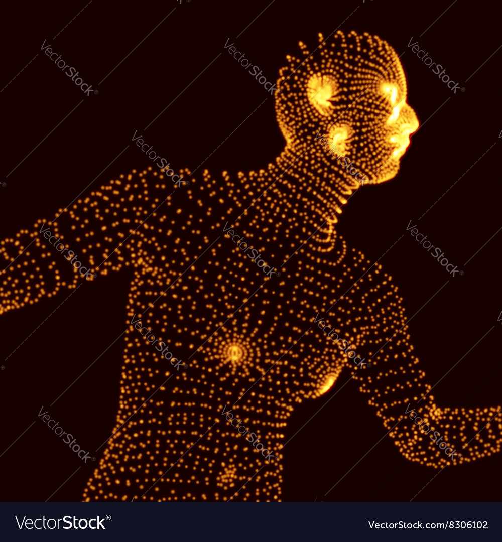 Running man graphics composed of particles