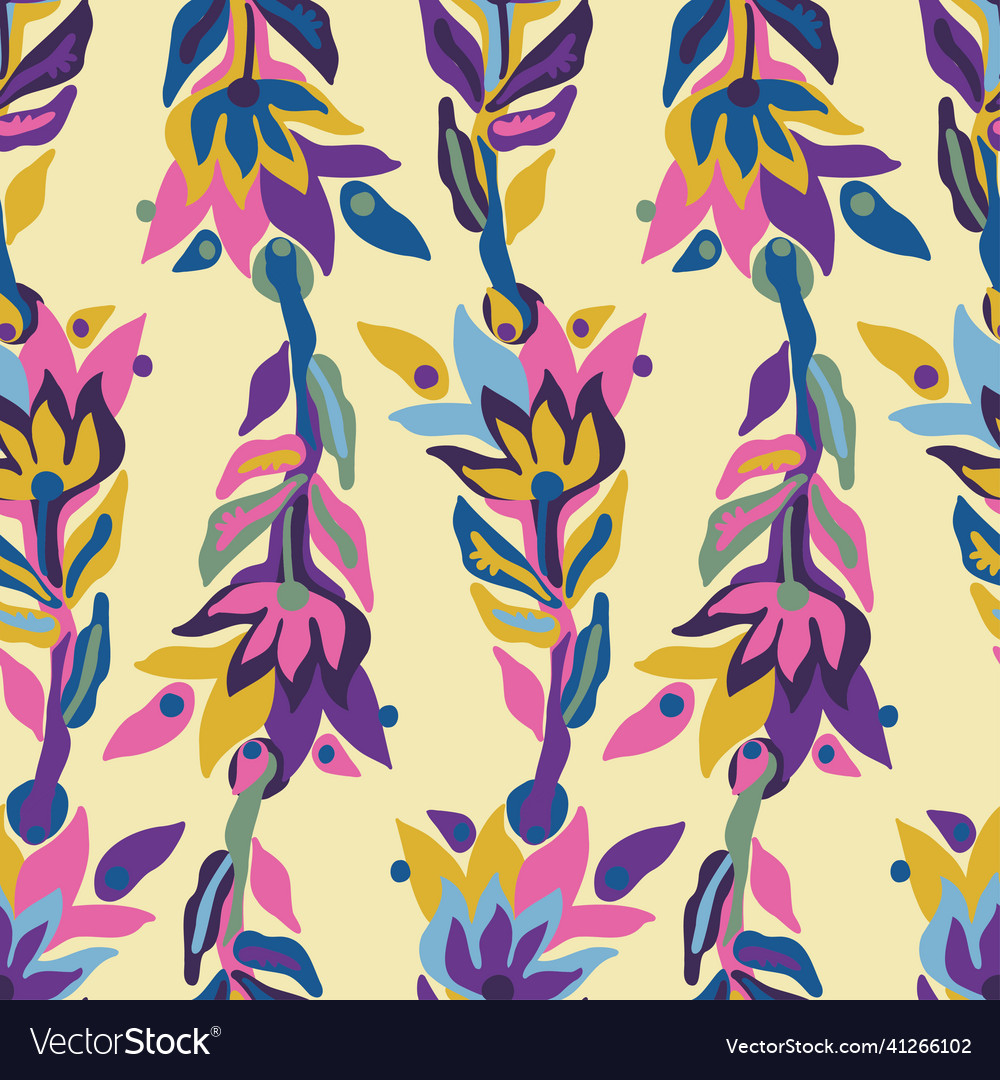 Seamless colorful design pattern botanical vector image Seamless colorful design pattern botanical
