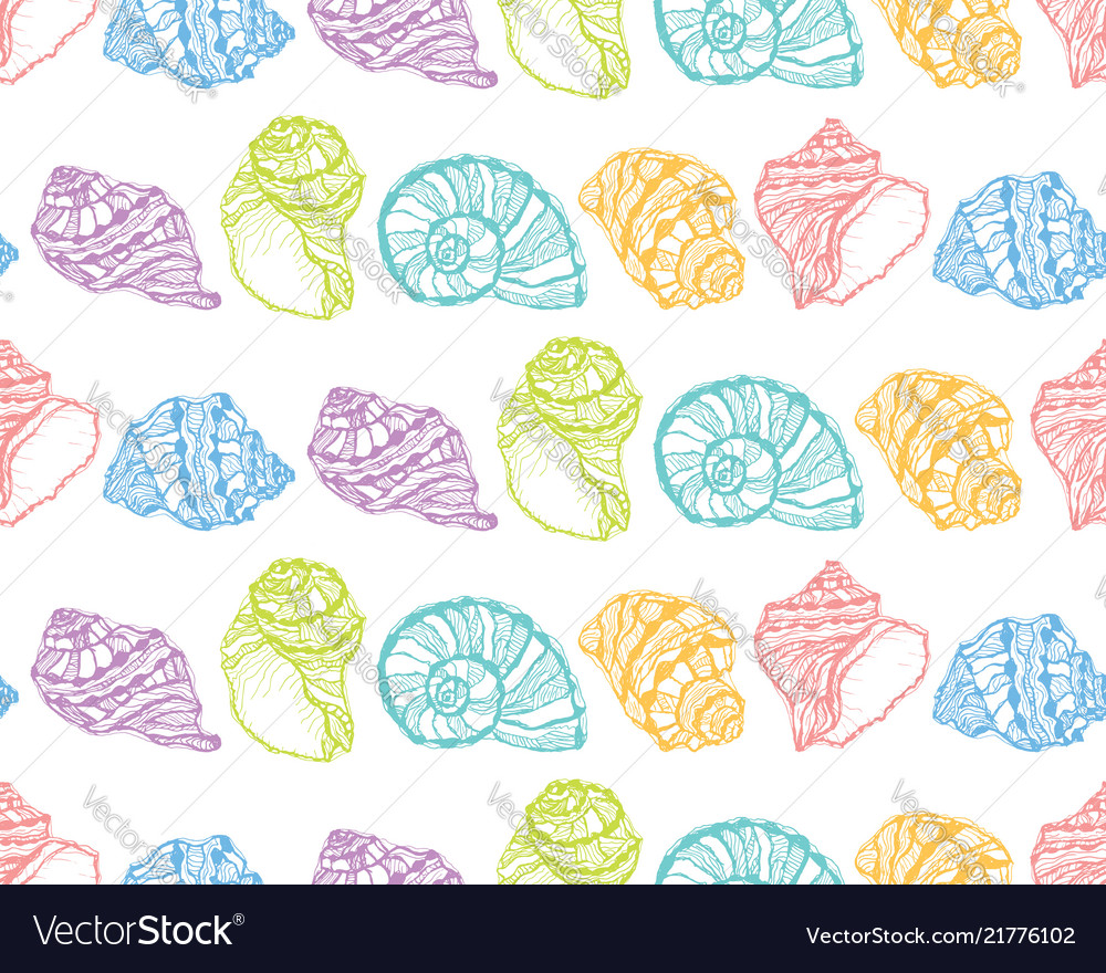 Seamless pattern from colorful seashell