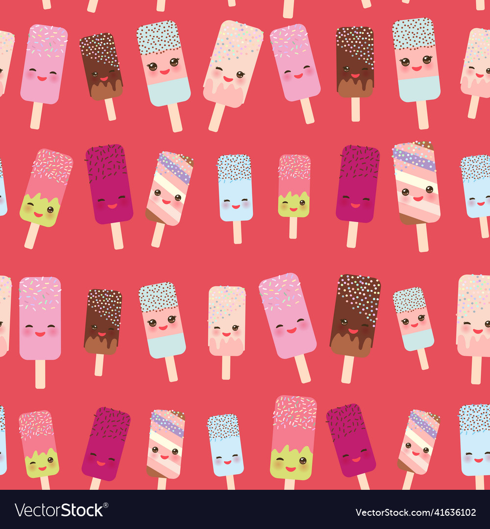 Seamless pattern ice cream lolly kawaii