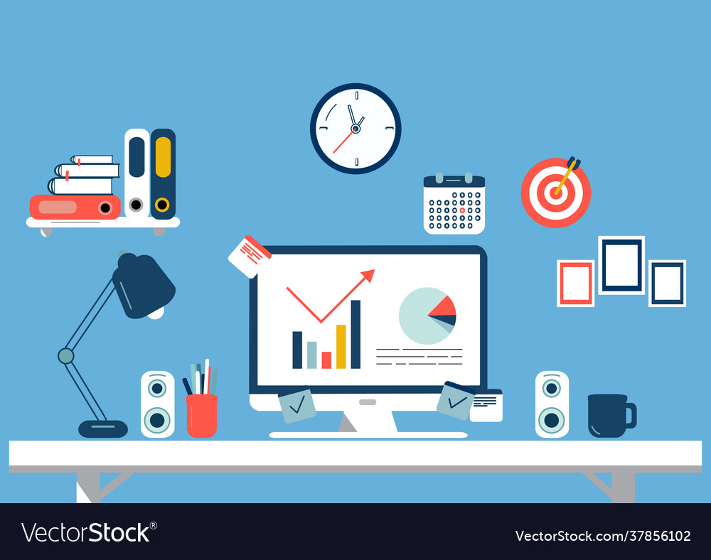 Set flat design elements workspace