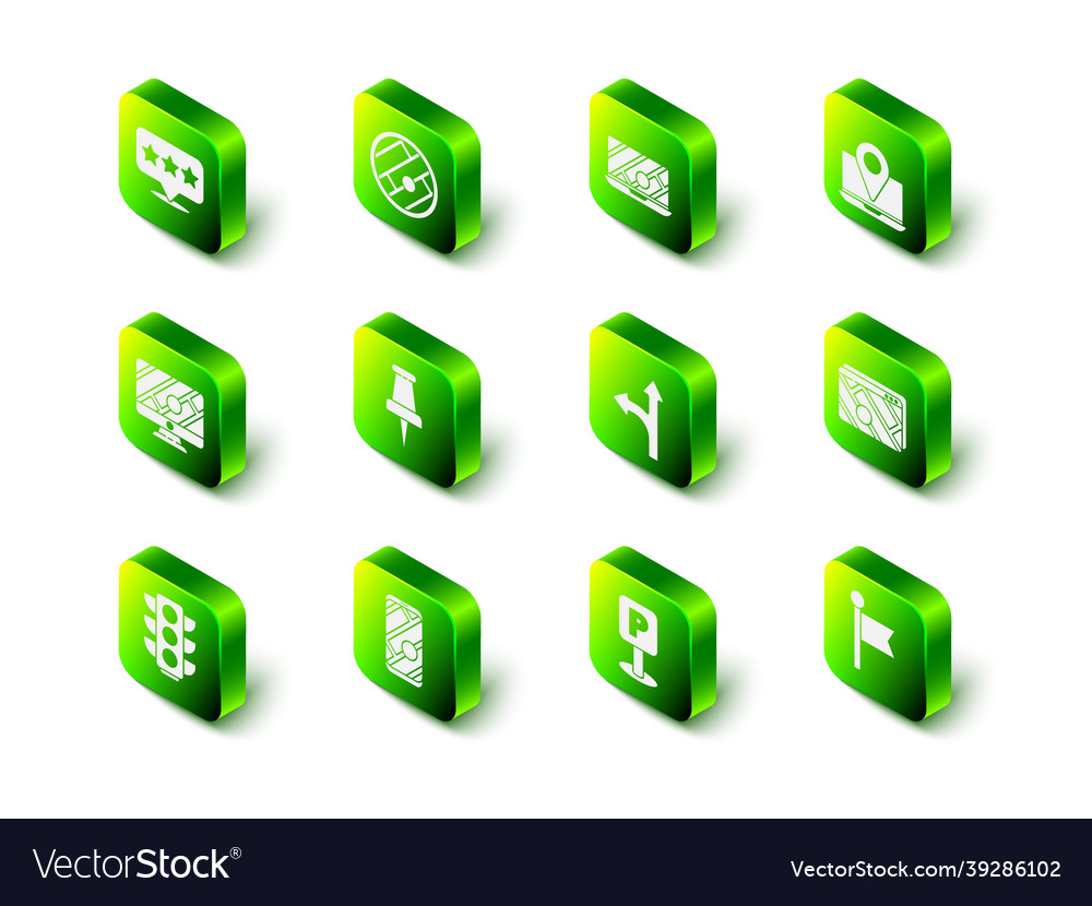 Set folded map with location city navigation vector image Set folded map with location city navigation